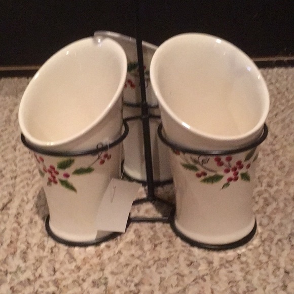 NWT Ceramic Buffet Silverware Caddy with Metal stand. - Picture 3 of 6